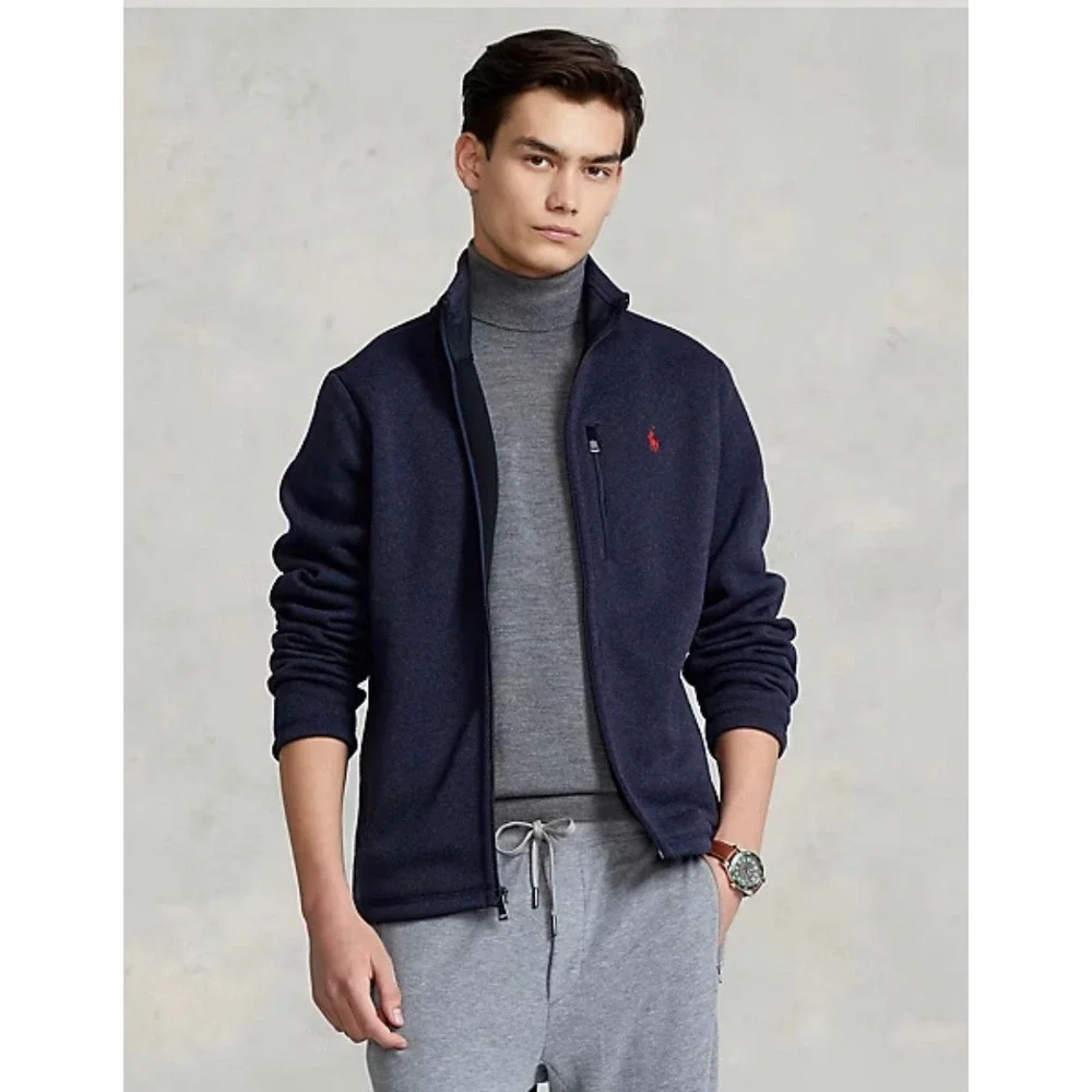 Polo Ralph Lauren Full Zip Jacket Mens Small Navy brushed Fleece Pony Logo
